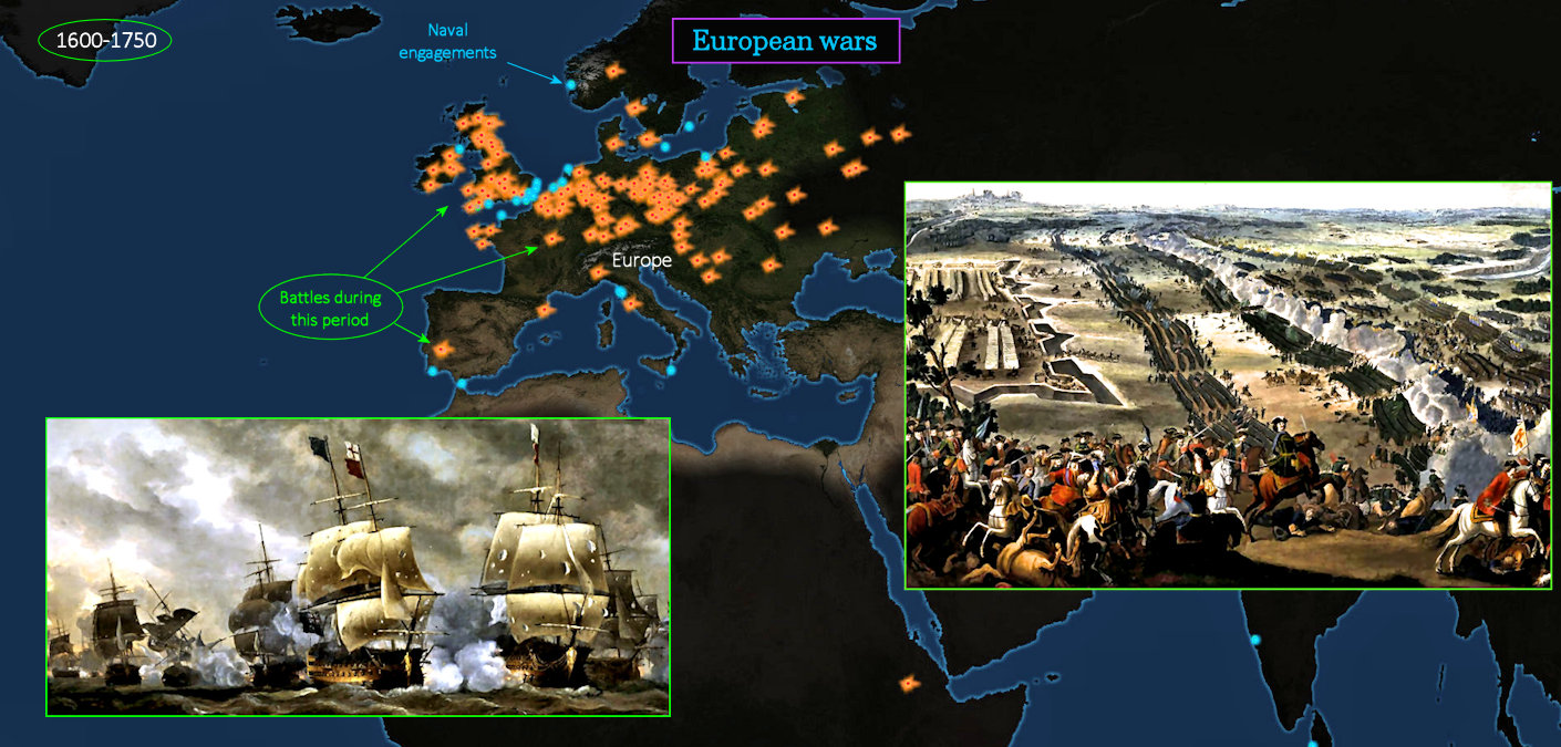 European wars, 1600-1750 map